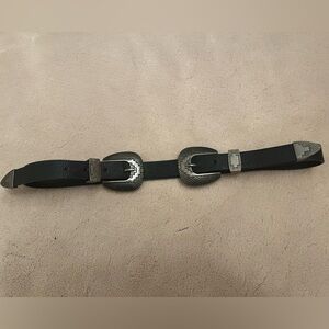 Charlotte Russe Black Belt with Silver Double Buckles